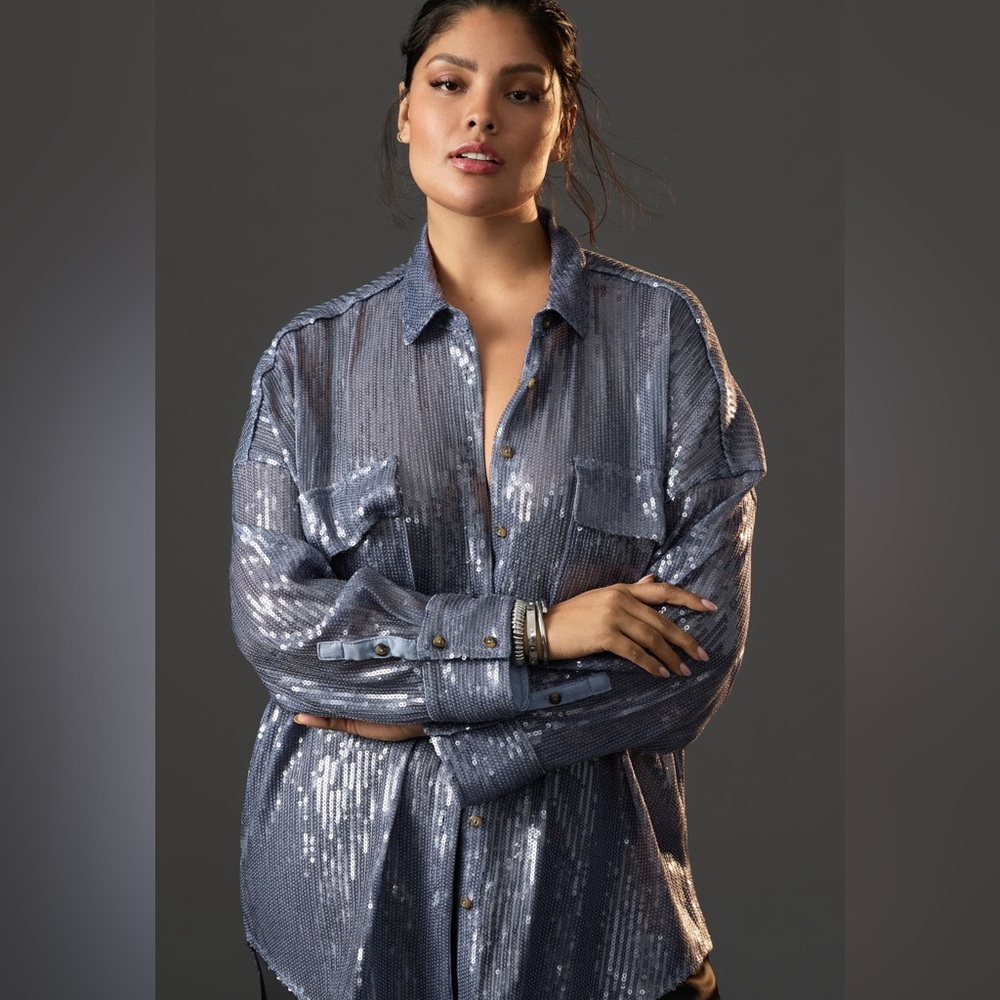 Anthropologie Pilcro Sequin Buttondown Shirt